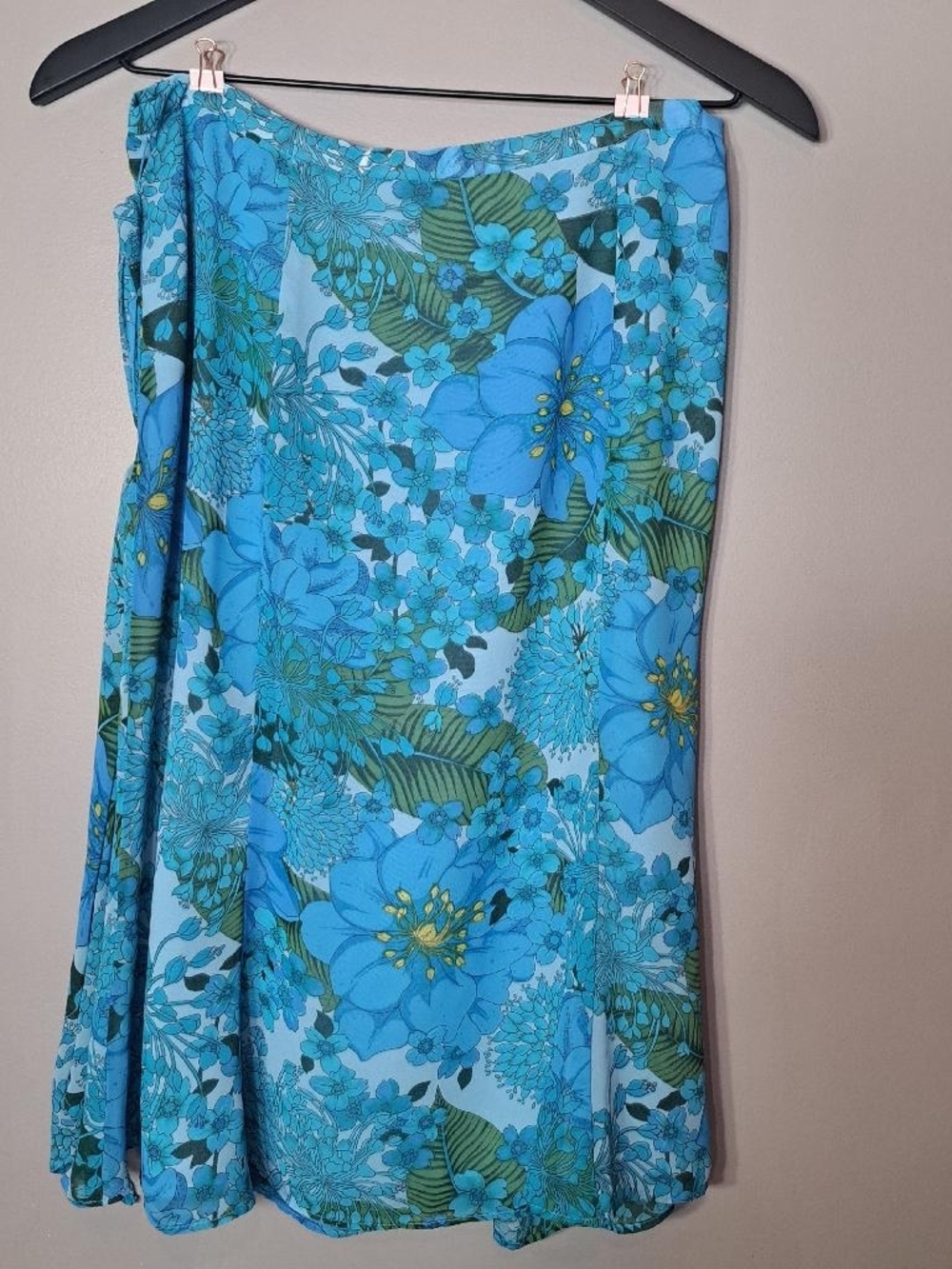 Norton McNaughton Blue Floral Skirt Set 90's Skirt And Blouse Flowy - Picture 7 of 7